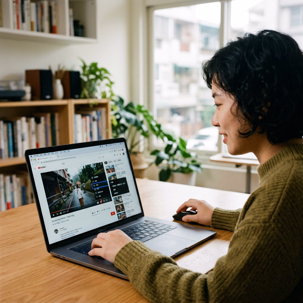 IU Person watching an online video on a laptop at home